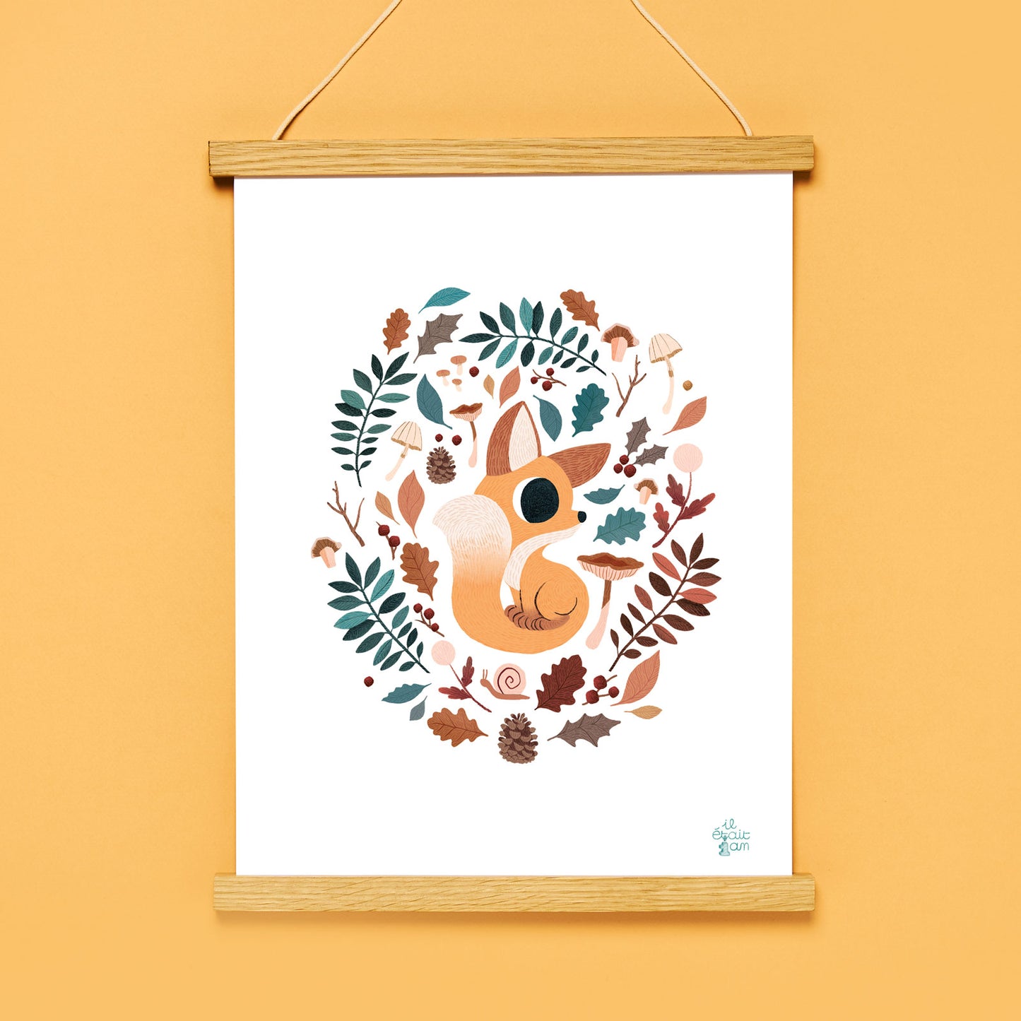 Affiche renard dans la forêt - poster chambre d'enfant thème forêt